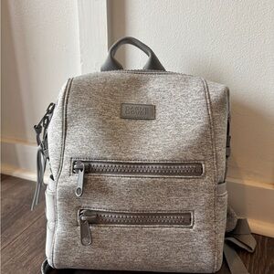 Dagne Dover Light Gray Mini Backpack with Front Zip Pockets